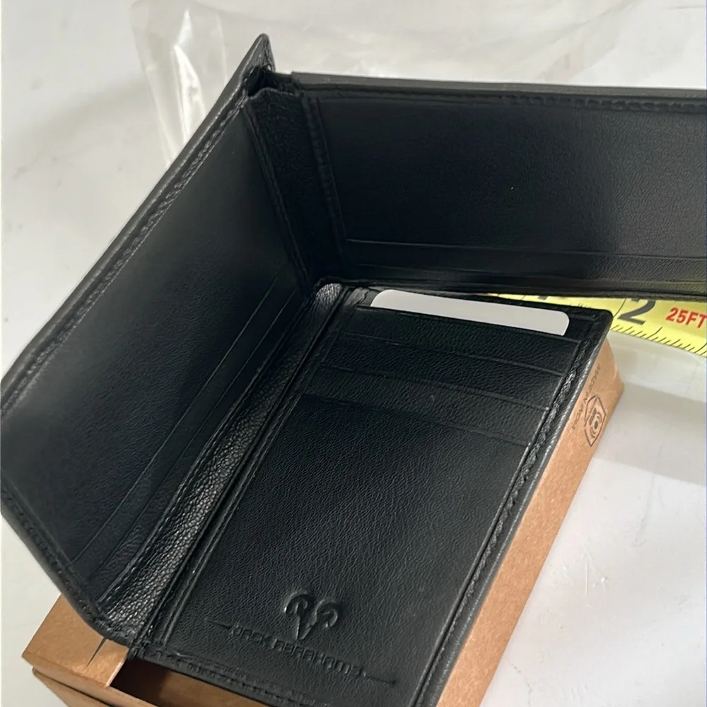 JACK ABRAHAMS Black Leather Wallet